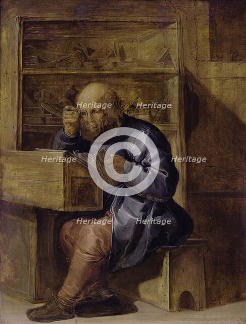 The proofreader Cornelis Kiel at work, First Half of 17th cen.. Creator: Venne, Adriaen Pietersz. van de (1589-1662).