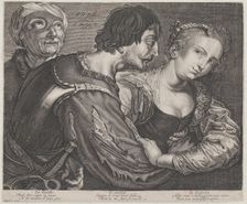The procuress: an old woman, a soldier, and a woman, ca. 1635-68. Creator: Reinier van Persyn