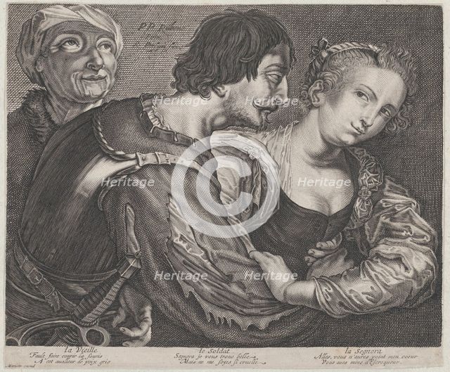 The procuress: an old woman, a soldier, and a woman, ca. 1635-68. Creator: Reinier van Persyn.