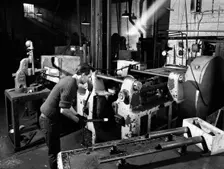 The process of forging heads at the Edgar Allen Steel Foundry, Sheffield, South Yorkshire, 1962. Creator: Michael Walters