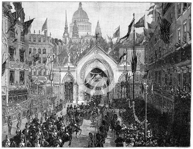 The procession at Ludgate Hill, Thanksgiving Day, London, 1900.Artist: N Chevalier
