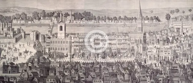 The procession of King Edward VI. to Westminster, February 19, 1547..., (1787).  Creator: Samuel Hieronymus Grimm.