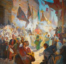 The procession of the mahmal through the streets of Cairo, 1909