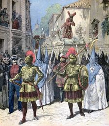 The procession of the Good Friday, Holy Week, Seville, 1891. Creator: Henri Meyer