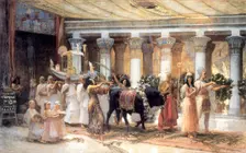 The Procession of the Sacred Bull Apis late 19th or early 20th century. Artist: Frederick Arthur Bridgman