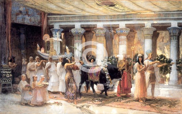 'The Procession of the Sacred Bull Apis', late 19th or early 20th century.  Artist: Frederick Arthur Bridgman