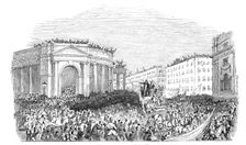 The procession passing the Bank, 1844. Creator: Unknown