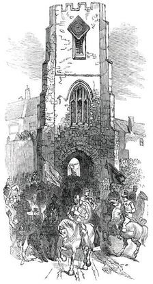 The Procession passing the Hospital, Warwick May Fair Show, 1850. Creator: Unknown