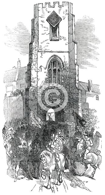 The Procession passing the Hospital, Warwick May Fair Show, 1850. Creator: Unknown.