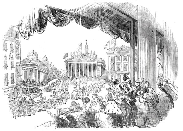 The Procession passing the Mansion House, 1844. Creator: Unknown.