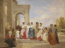 The procession to the christening 1820-1885. Artist: Penry Williams