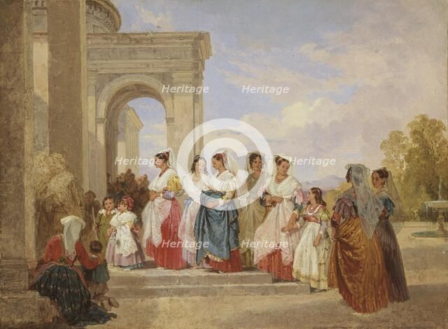 'The procession to the christening', 1820-1885. Artist: Penry Williams.