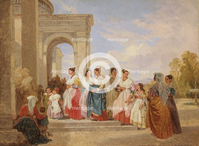 'The procession to the christening', 1820-1885. Creator: Penry Williams.