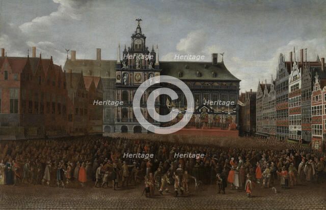 The Proclamation of the Peace of Münster at the Grote Markt in Antwerp, 1649. Creator: Maximiliaen Pauwels.