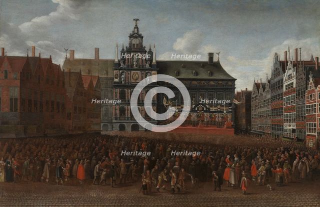 The Proclamation of the Peace of Münster at the Grote Markt in Antwerp, 1649. Creator: Maximiliaen Pauwels.