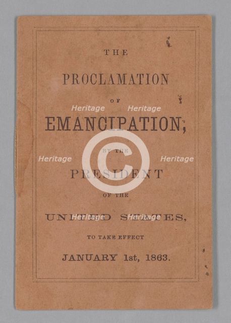 The Proclamation of Emancipation by the President of the United States..., 1862. Creator: Unknown.