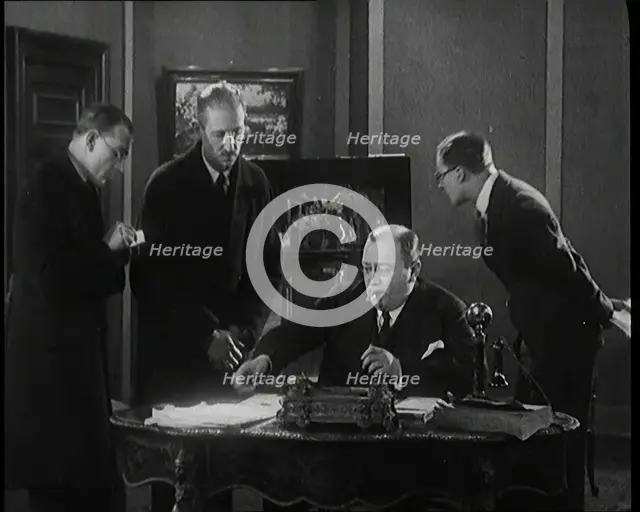 The Producer Julian Wylie Choosing Set a Design for a Theatre Show, 1920s. Creator: British Pathe Ltd.