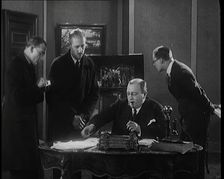 The Producer Julian Wylie Choosing Set a Design for a Theatre Show, 1920s. Creator: British Pathe Ltd