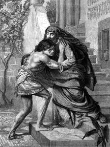 "The Prodigal's Return," by E. J. Poynter, A.R.A., in the Exhibition of the Royal Academy, 1869. Creator: W Thomas