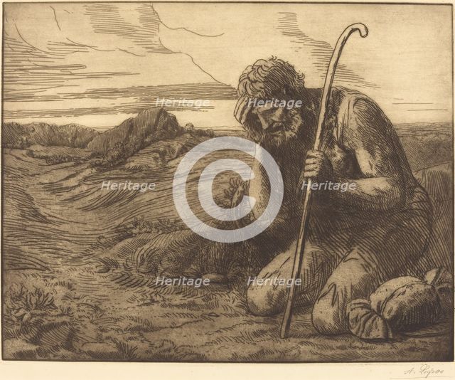 The Prodigal Son, 6th plate (L'enfant prodigue). Creator: Alphonse Legros.