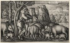 The Prodigal Son: Tending Swine. Creator: Hans Sebald Beham (German, 1500-1550)
