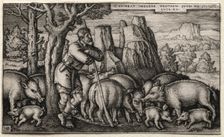 The Prodigal Son: Tending Swine. Creator: Hans Sebald Beham (German, 1500-1550)