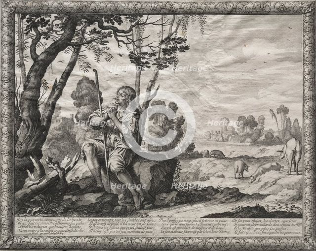 The Prodigal Son: The Prodigal Tending the Pigs. Creator: Abraham Bosse (French, 1602-1676).