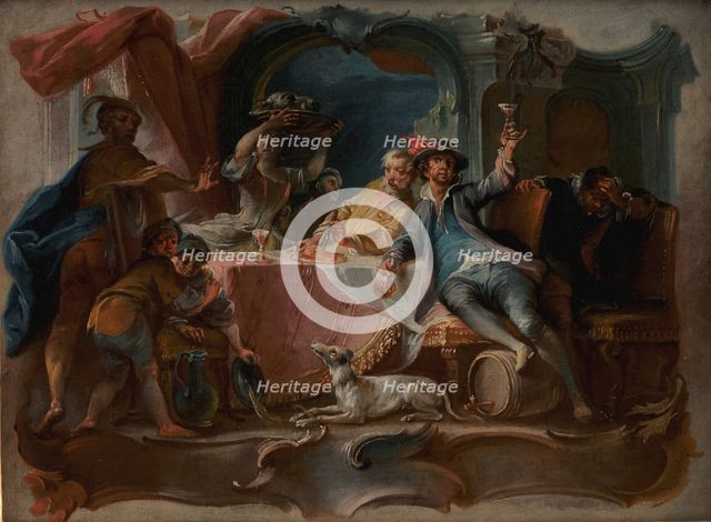 The Prodigal Son Wasting his Inheritance, 1724-1761. Creator: Johann Wolfgang Baumgartner.
