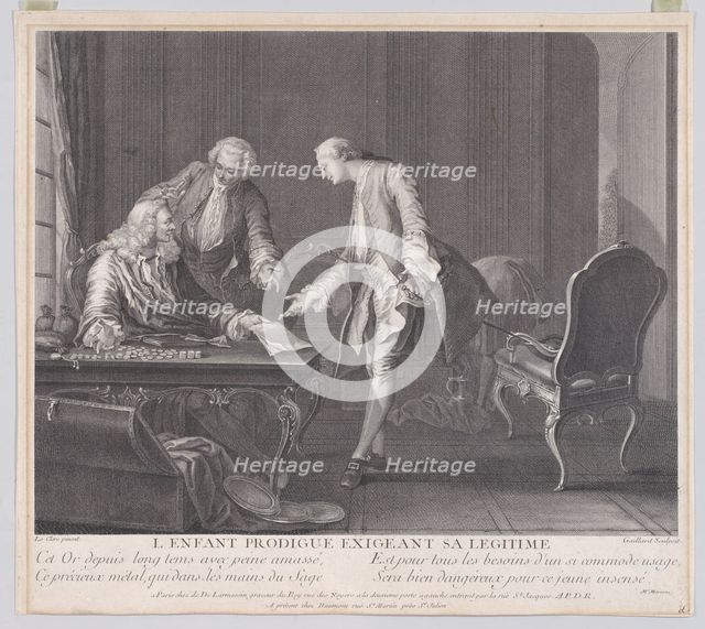 The Prodigal Son Demanding his Inheritance, ca. 1751. Creator: Rene Gaillard.