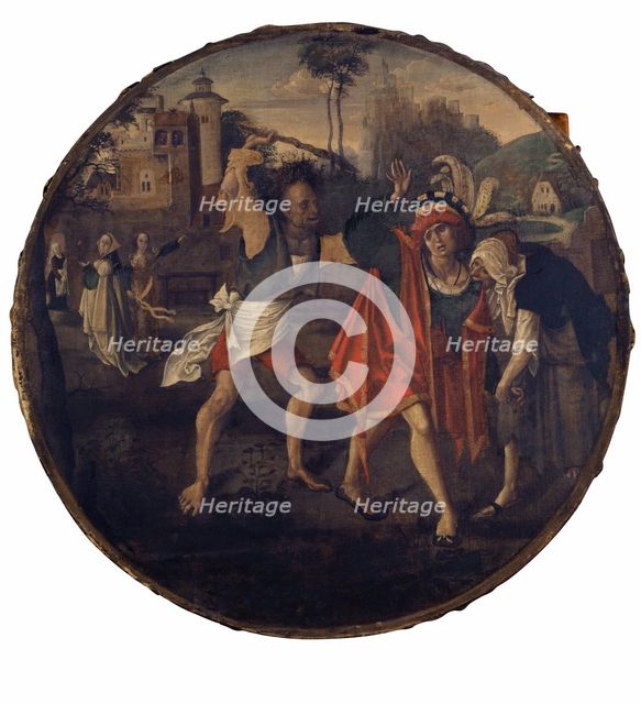 The prodigal son is expelled from the brothel, c1520. Creator: Jan de Beer.