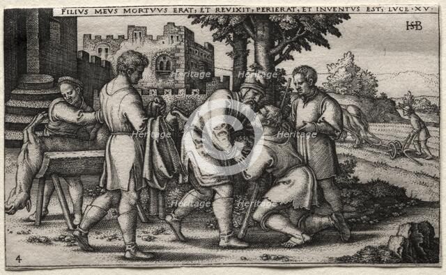 The Prodigal Son: Return of the Prodigal Son. Creator: Hans Sebald Beham (German, 1500-1550).