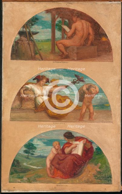 The Progress of Civilization: The Forge, Commerce, and Education...,  1905-1906. Creator: Kenyon Cox.