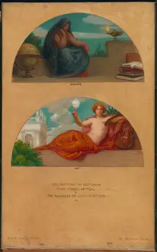 The Progress of Civilization: Science and Art (mural study, State Capitol, Des Moines, Iowa), 1905-1 Creator: Kenyon Cox