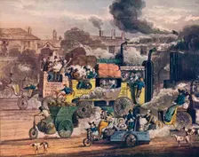 The Progress of Steam - A view in White Chapel Road 1905. Artist: Henry Thomas Alken