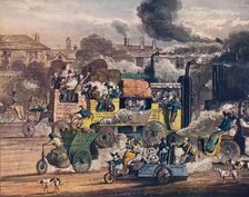 The Progress of Steam - A view in White Chapel Road 1905. Artist: Henry Thomas Alken