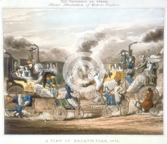 'The Progress of Steam. A View in Regent's Park, 1831', 1828. Creator: Unknown.