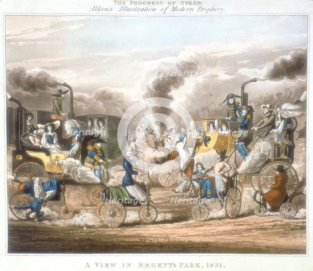 'The Progress of Steam. A View in Regent's Park, 1831', 1828. Creator: Unknown.
