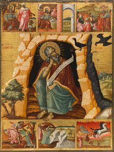 The prophet Elijah and scenes from his life, c.1700. Creator: Bulgarian School