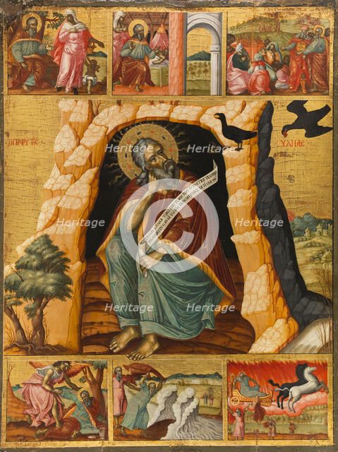 The prophet Elijah and scenes from his life, c.1700. Creator: Bulgarian School.