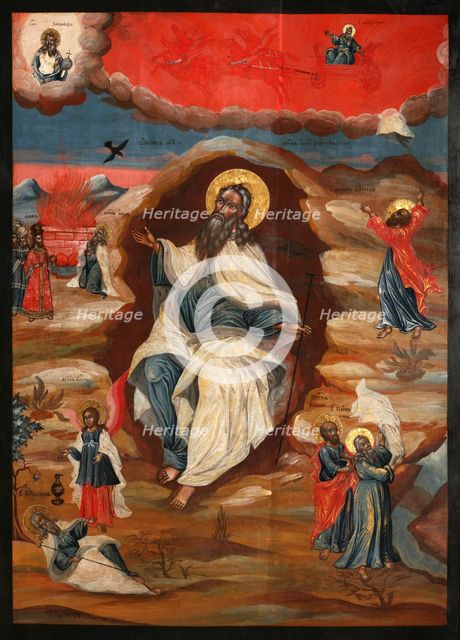 The Prophet Elijah in the Wilderness, Late 18th cent.. Artist: Russian icon  