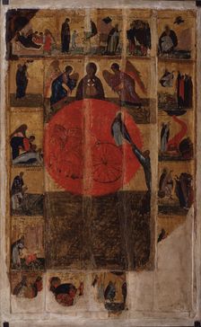 The Prophet Elijah with Scenes from His Life, End of 14th cen.. Artist: Russian icon