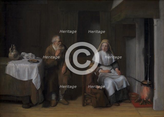 The Prophet Elijah with the Widow of Zarephath and her Son, 1650-1672. Creator: Abraham Van Dyck.