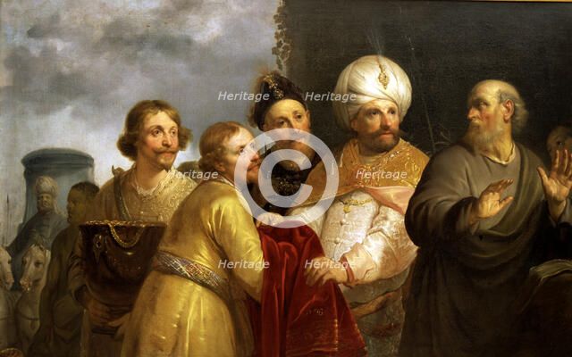  'The prophet Elisha rejecting the presents of Namon', oil, 1637 by Pieter Grebber.