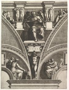 The Prophet Joel; from the series of Prophets and Sibyls in the Sistine Chapel, 1570-75. Creator: Giorgio Ghisi