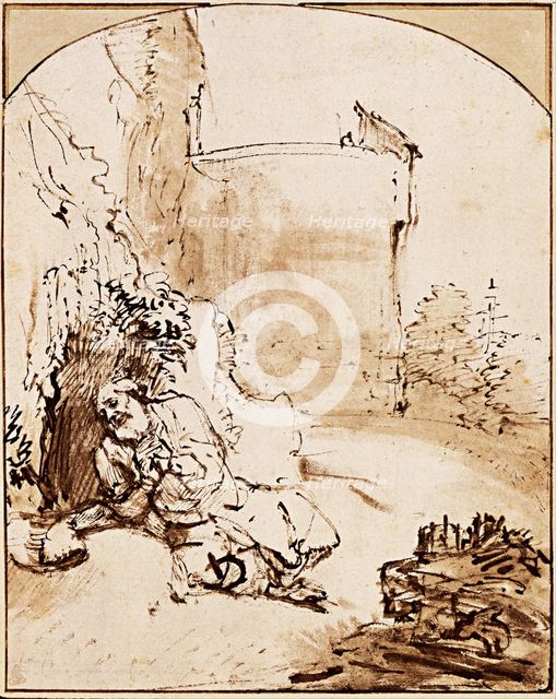 The Prophet Jonah before the Walls of Nineveh, ca 1651. Artist: Rembrandt van Rhijn (1606-1669)