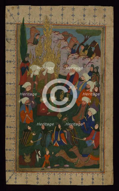 The Prophet Muhammad praying at the Kaaba, 17th century. Artist: Anonymous  