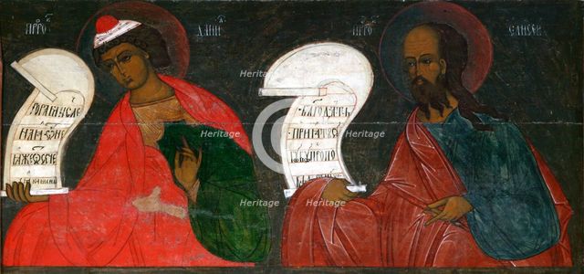 The Prophets Daniel and Elisha, 16th century.  Creator: Russian icon.