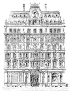 The proposed "Courts of Justice Central Hotel," Strand, opposite the new Law Courts, 1883. Creator: Unknown