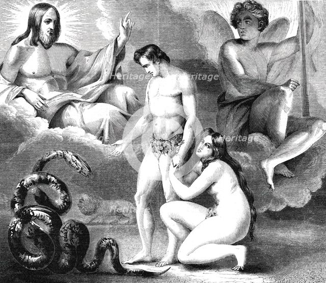 The proposed decorations of the new Houses of Parliament; Paradise; ...The Curse, 1844.  Creator: Unknown.