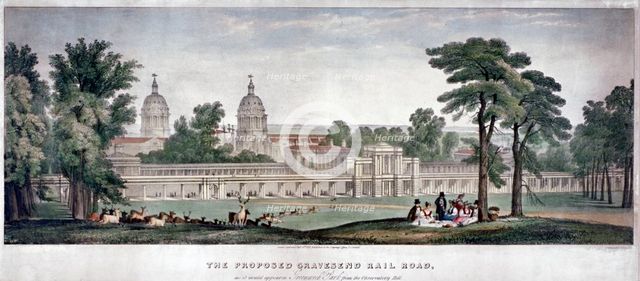 'The Proposed Gravesend Railroad', 1835. Artist: Charles Joseph Hullmandel